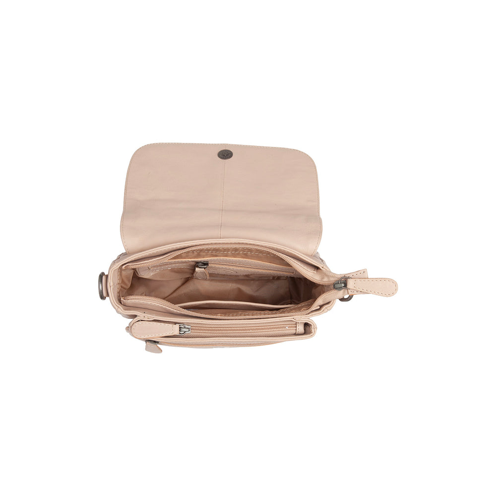Leather Shoulder Bag Beige Miloa