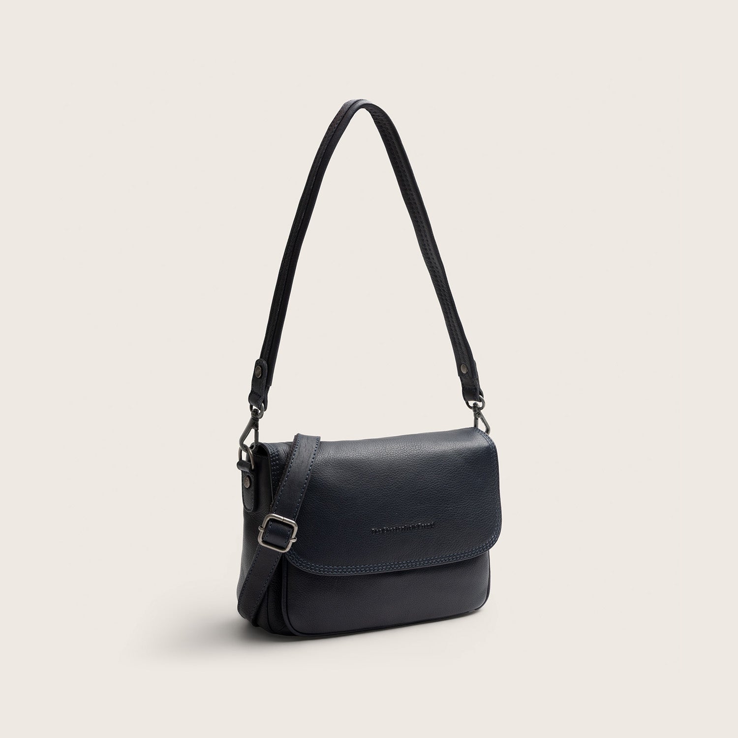 Sac Porté Épaule en Cuir Bleu Marine Miloa