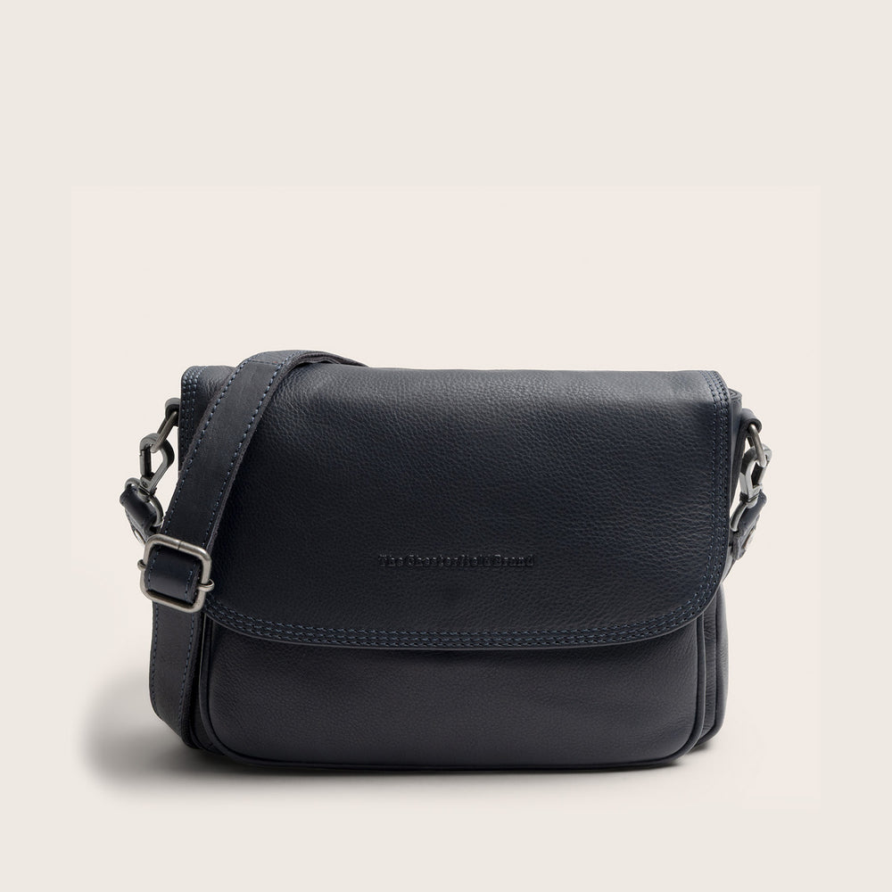 Sac Porté Épaule en Cuir Bleu Marine Miloa
