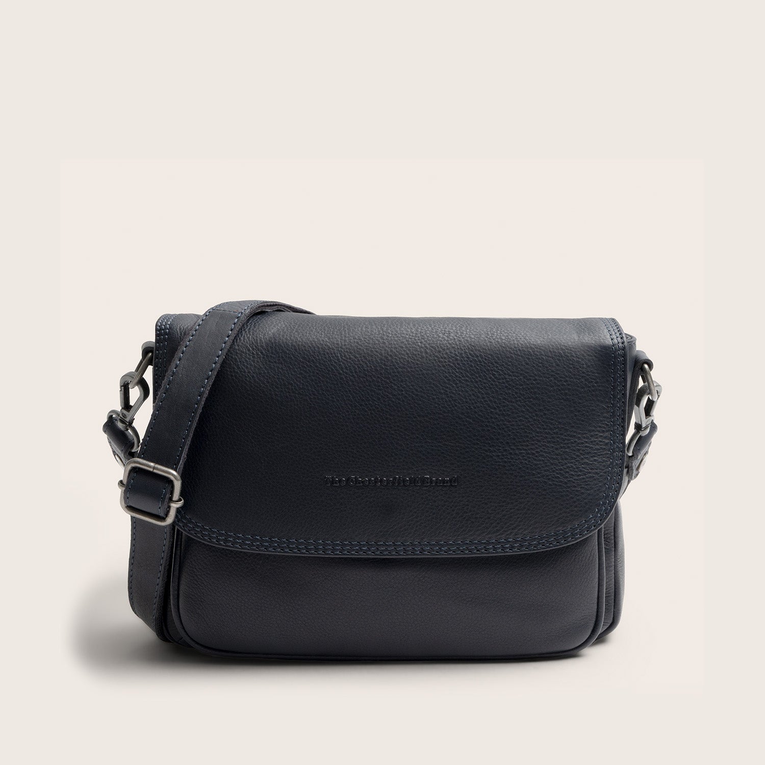 Sac Porté Épaule en Cuir Bleu Marine Miloa