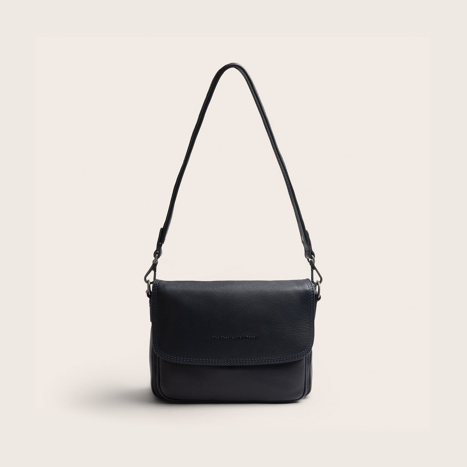 Sac Porté Épaule en Cuir Bleu Marine Miloa