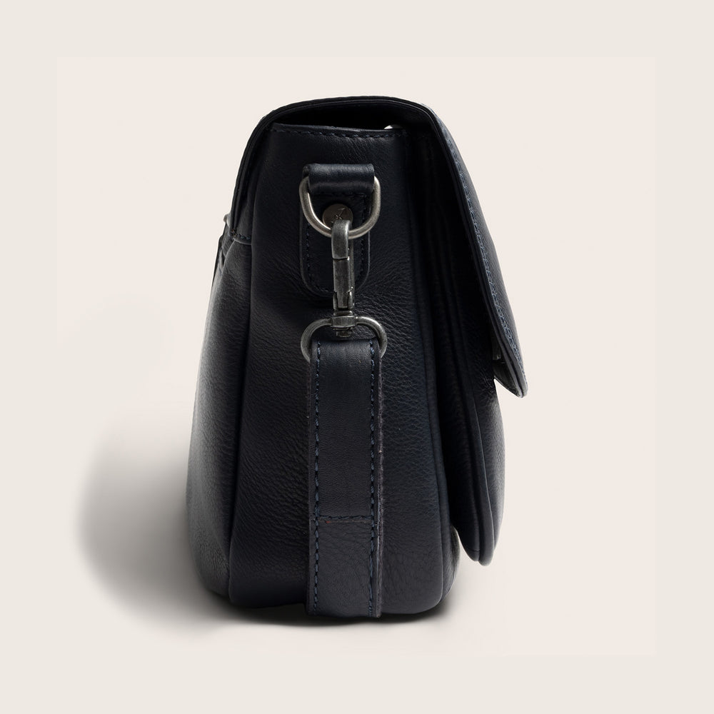 Sac Porté Épaule en Cuir Bleu Marine Miloa
