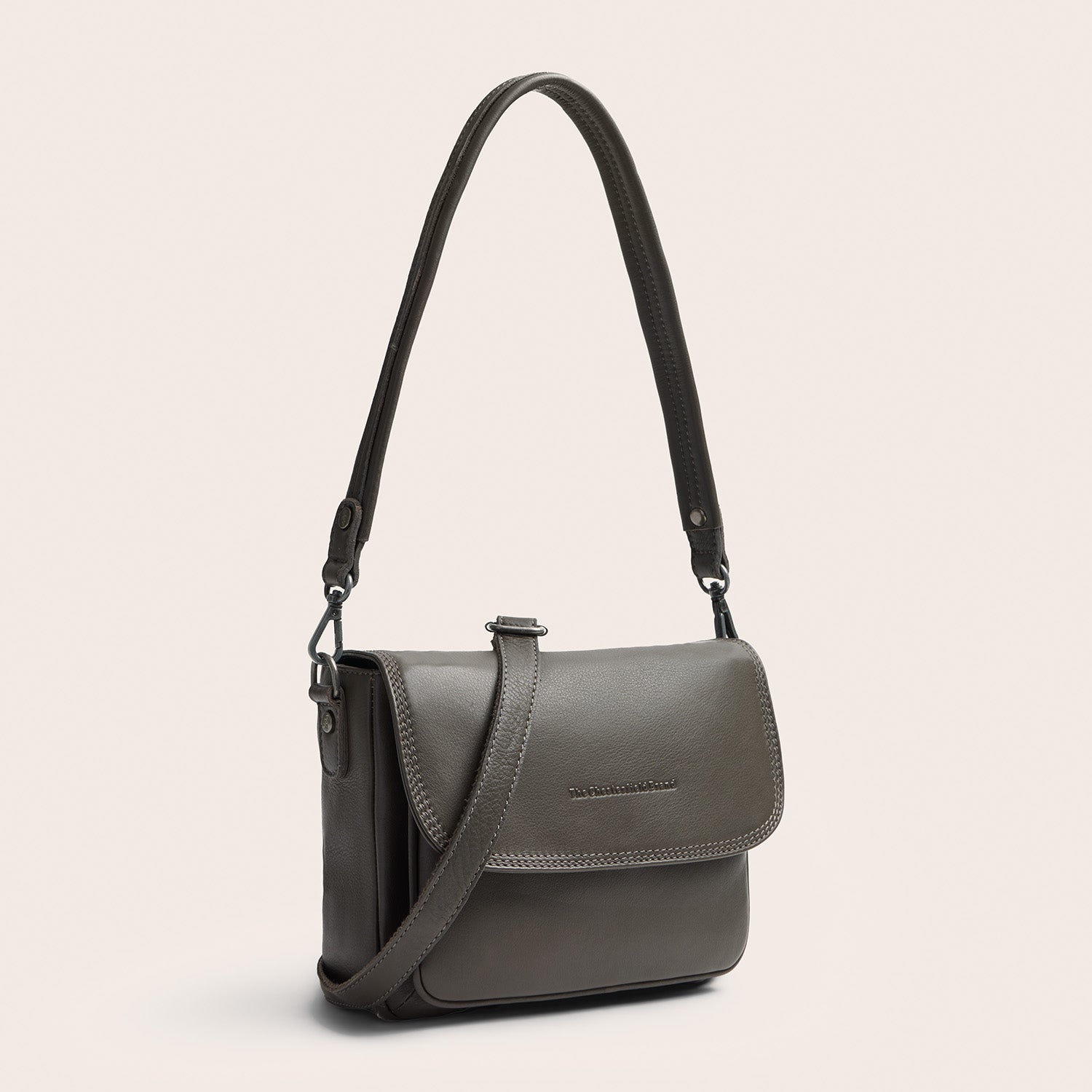 Leather Shoulder Bag Clay Grey Miloa