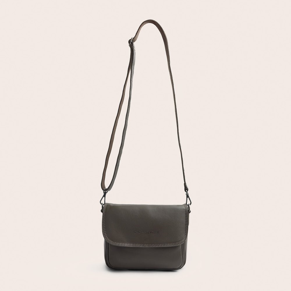 Leather Shoulder Bag Clay Grey Miloa