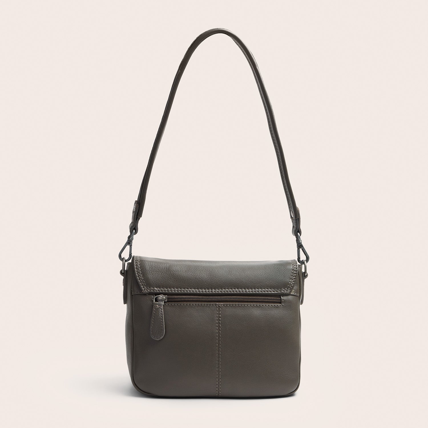 Leather Shoulder Bag Clay Grey Miloa