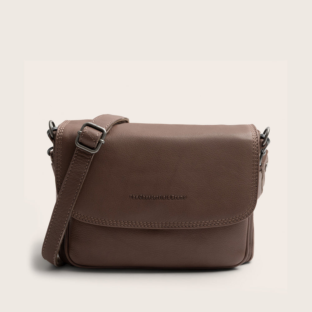 Leather Shoulder Bag Dark Taupe Miloa