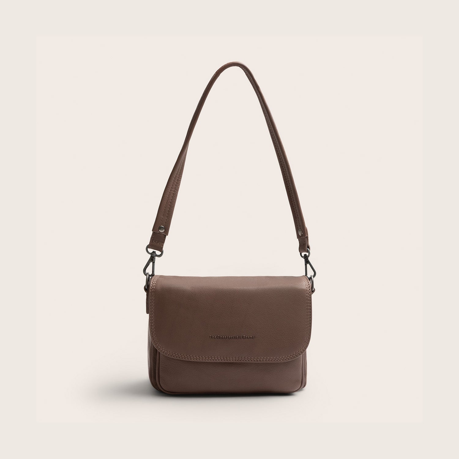 Leder Schultertasche Dunkles Taupe Miloa
