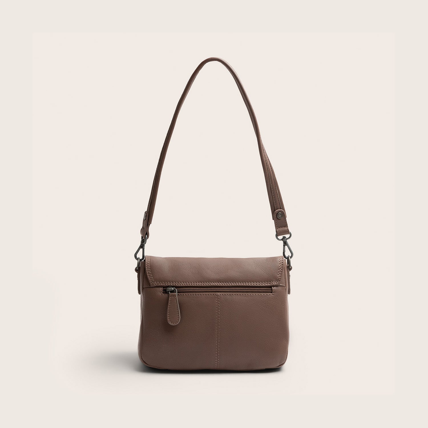 Leder Schultertasche Dunkles Taupe Miloa