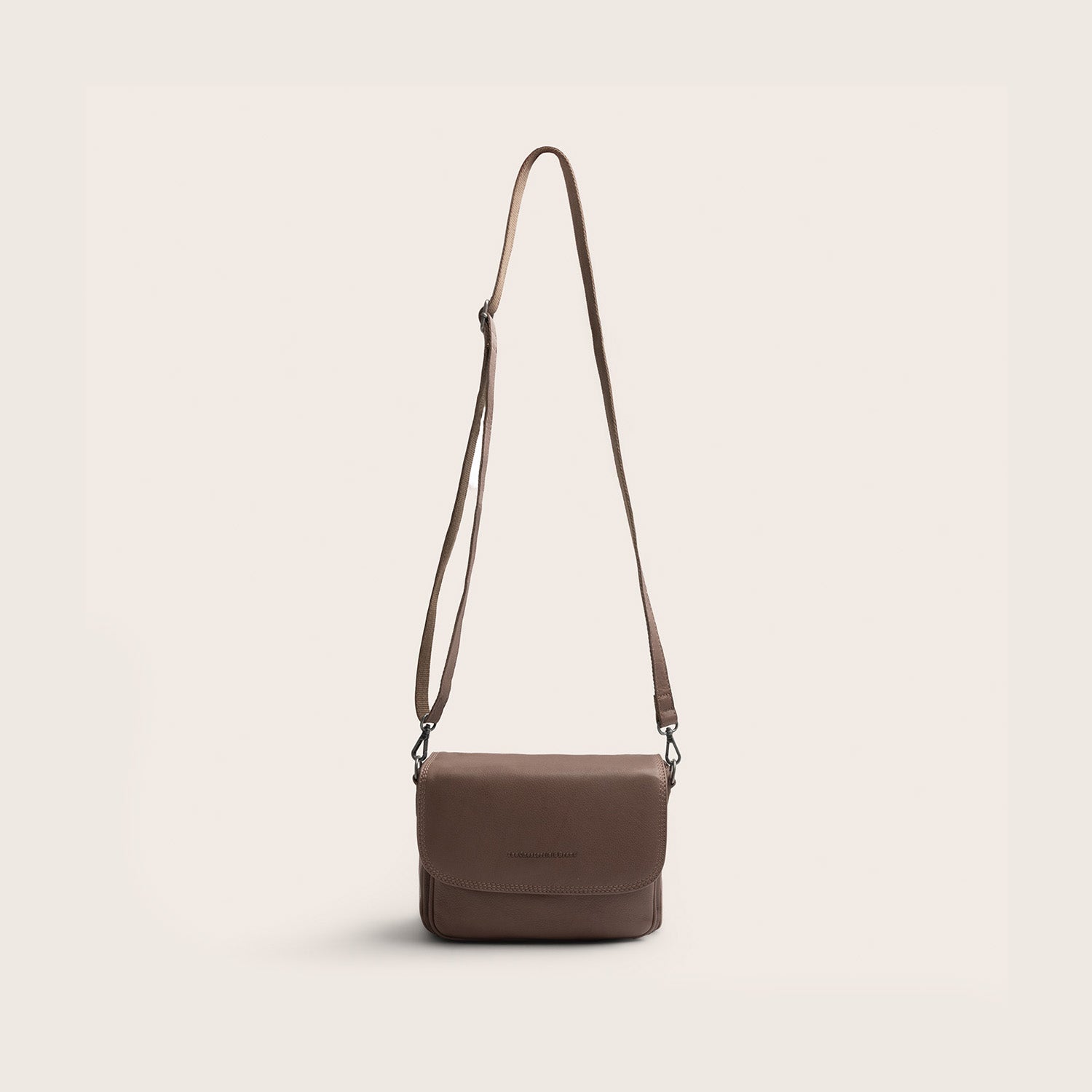 Leder Schultertasche Dunkles Taupe Miloa