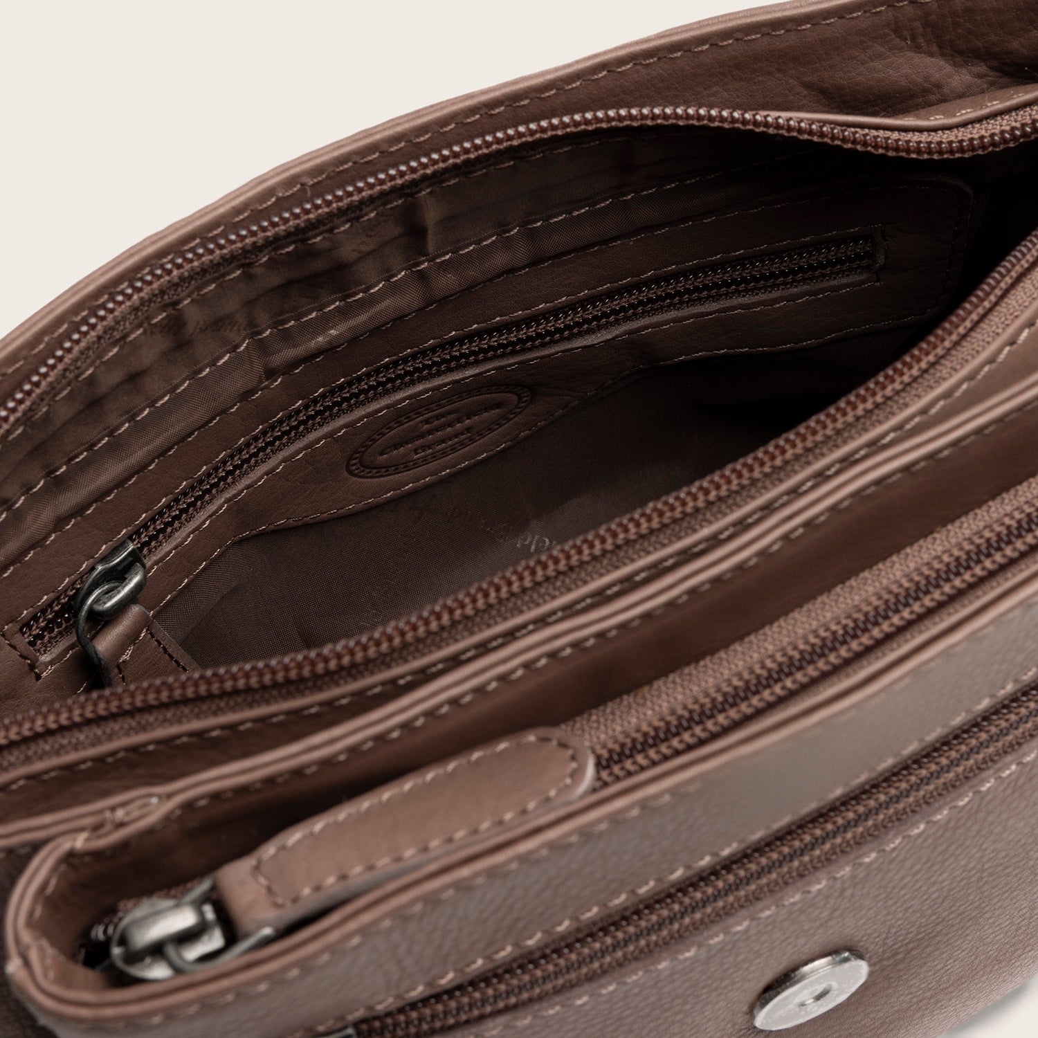 Leder Schultertasche Dunkles Taupe Miloa