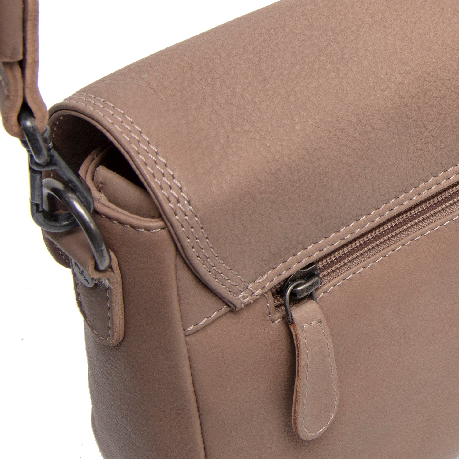 Leather Shoulder Bag Taupe Miloa