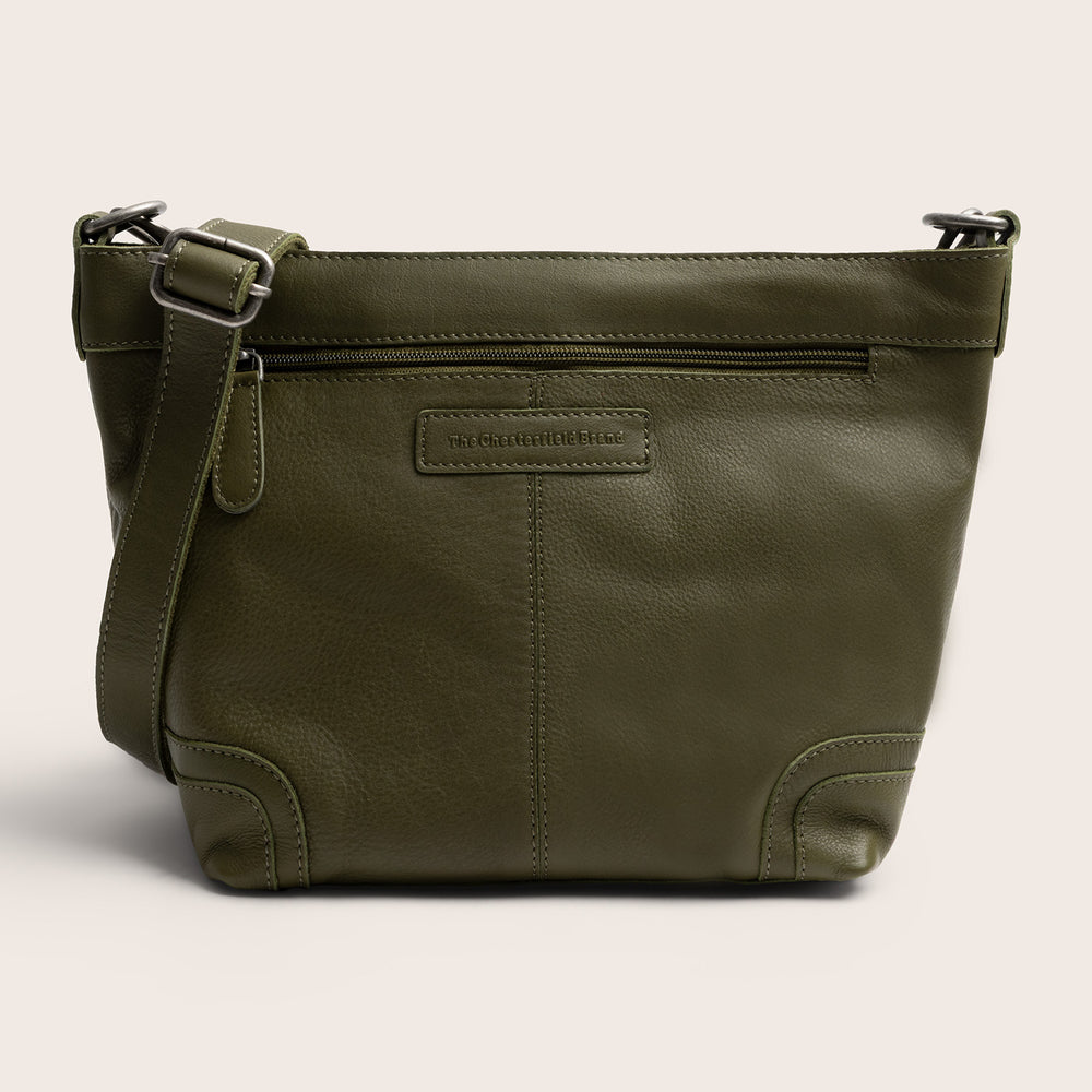 Sac Porté Épaule en Cuir Vert Olive Zarita