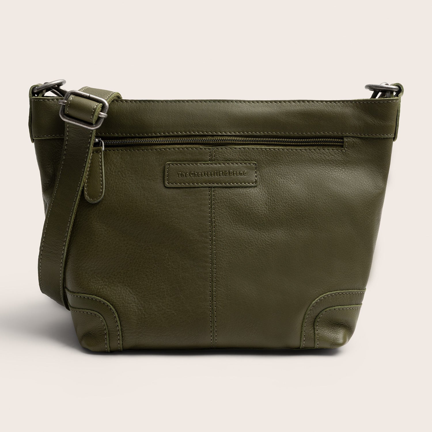Sac Porté Épaule en Cuir Vert Olive Zarita