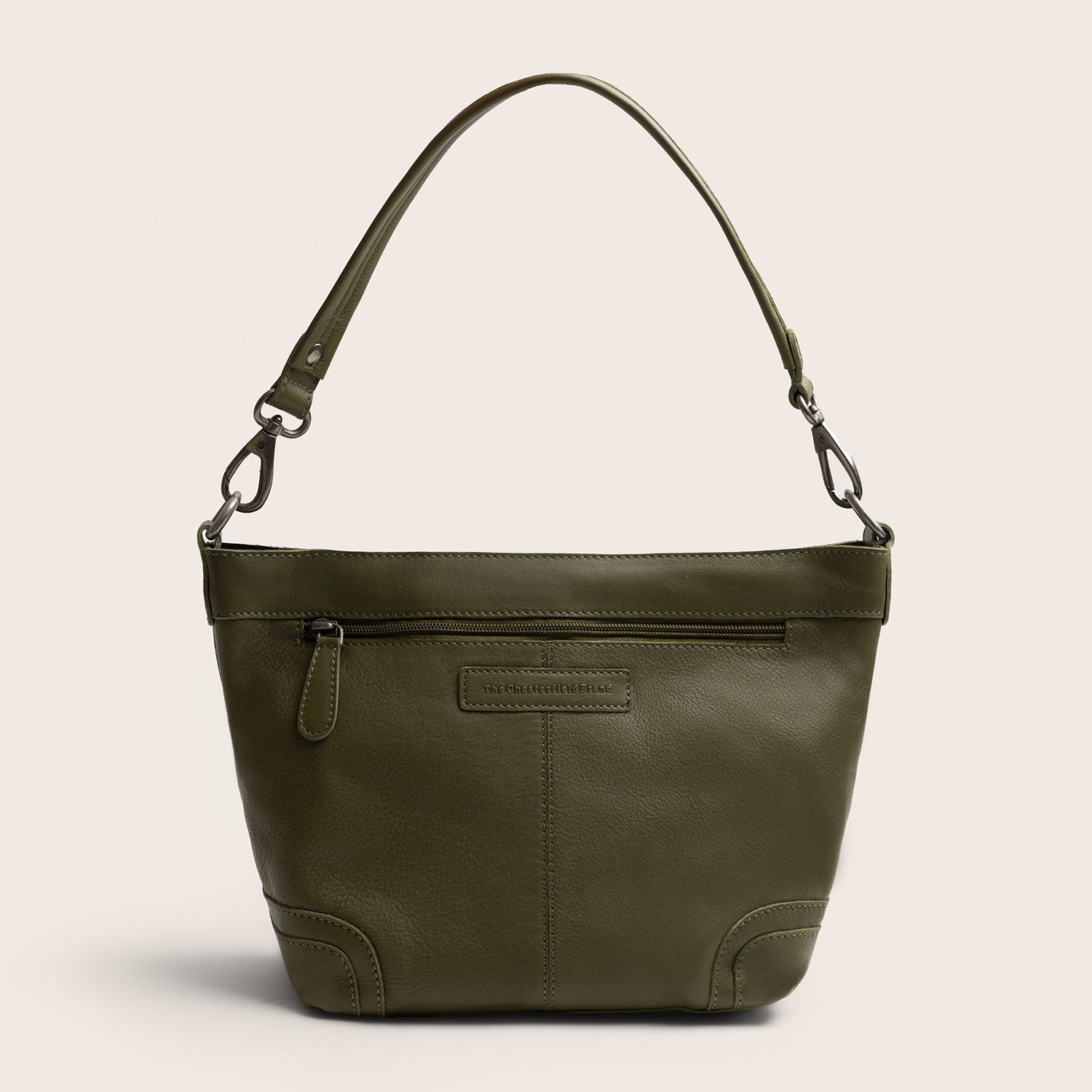 Sac Porté Épaule en Cuir Vert Olive Zarita