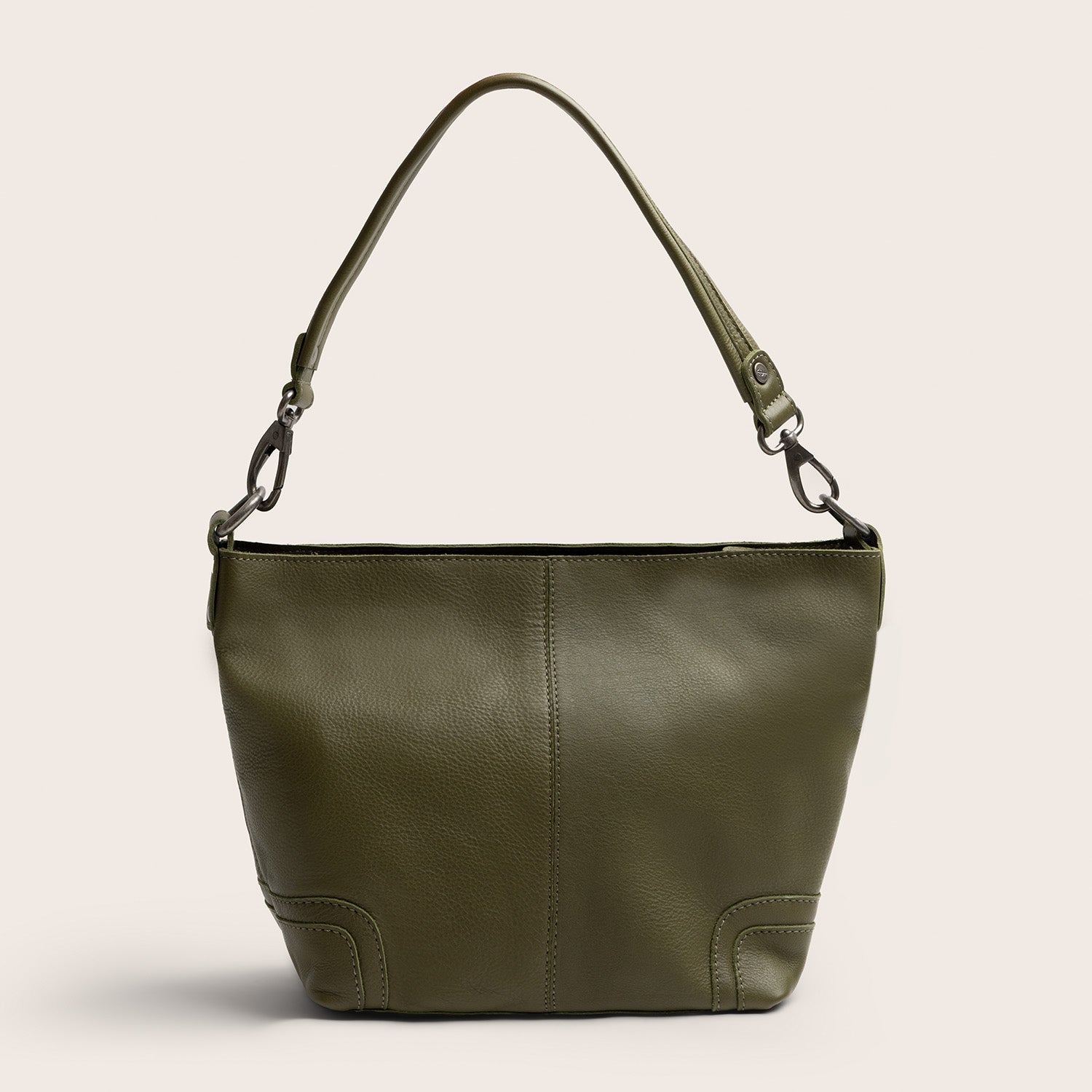 Sac Porté Épaule en Cuir Vert Olive Zarita