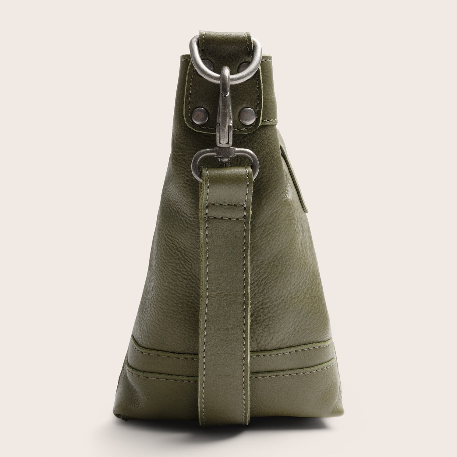 Sac Porté Épaule en Cuir Vert Olive Zarita