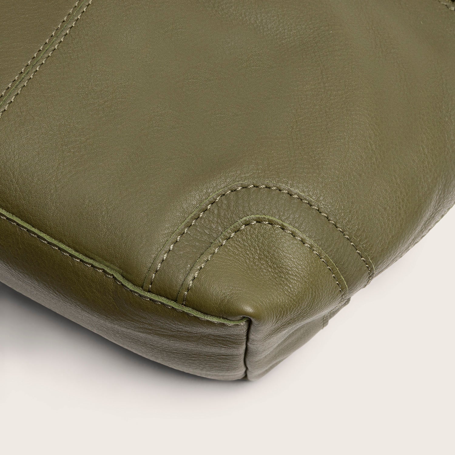 Sac Porté Épaule en Cuir Vert Olive Zarita