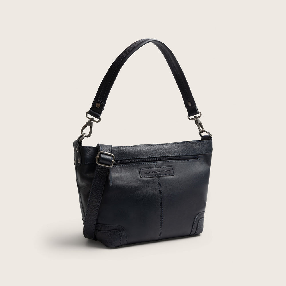 Sac Porté Épaule en Cuir Bleu Marine Zarita