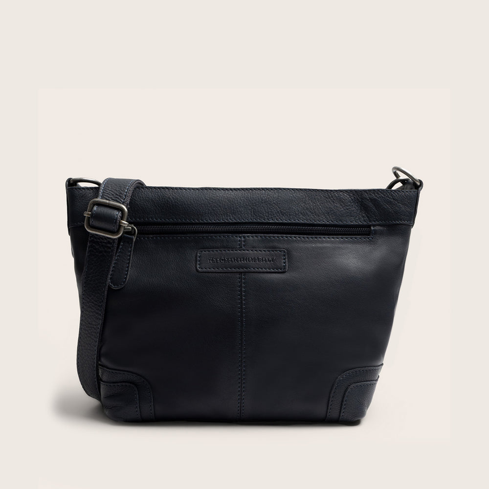 Sac Porté Épaule en Cuir Bleu Marine Zarita