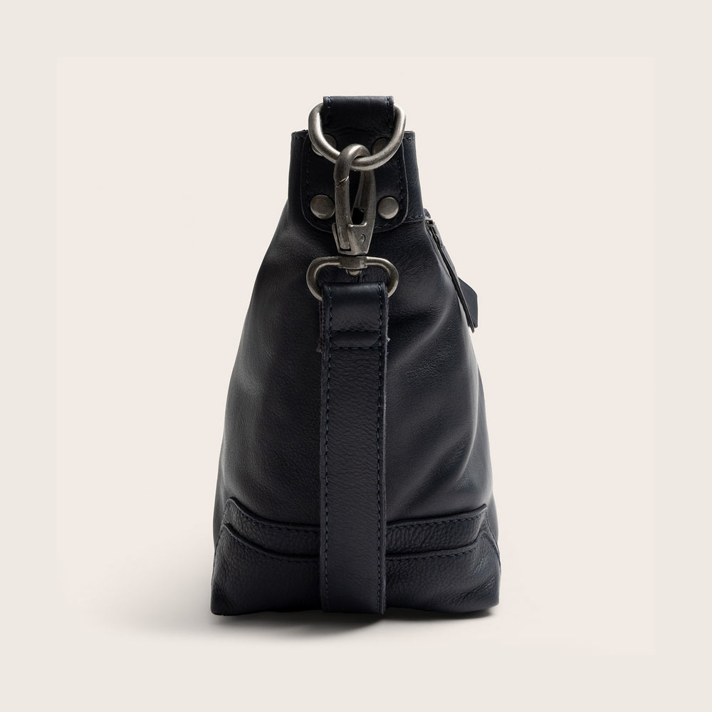 Sac Porté Épaule en Cuir Bleu Marine Zarita