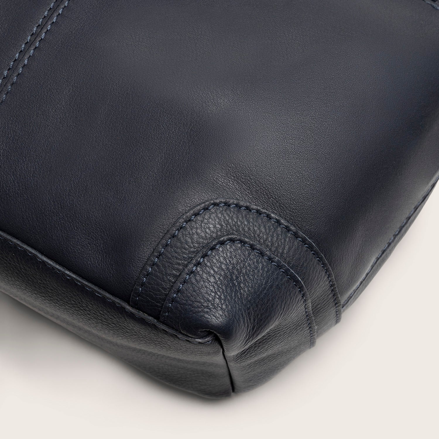 Sac Porté Épaule en Cuir Bleu Marine Zarita