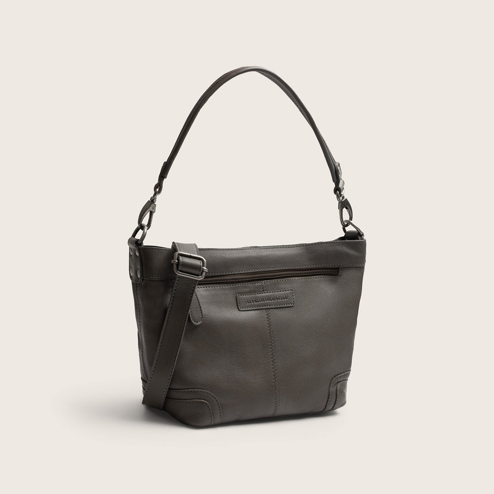 Leather Shoulder Bag Clay Grey Zarita