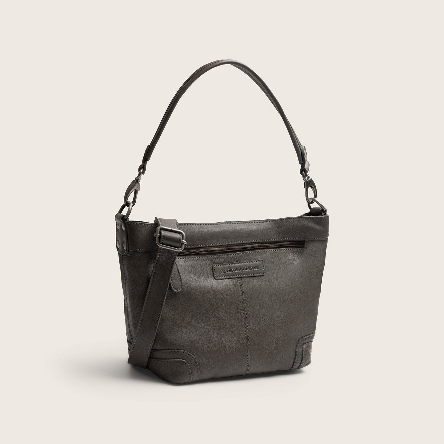 Leather Shoulder Bag Clay Grey Zarita