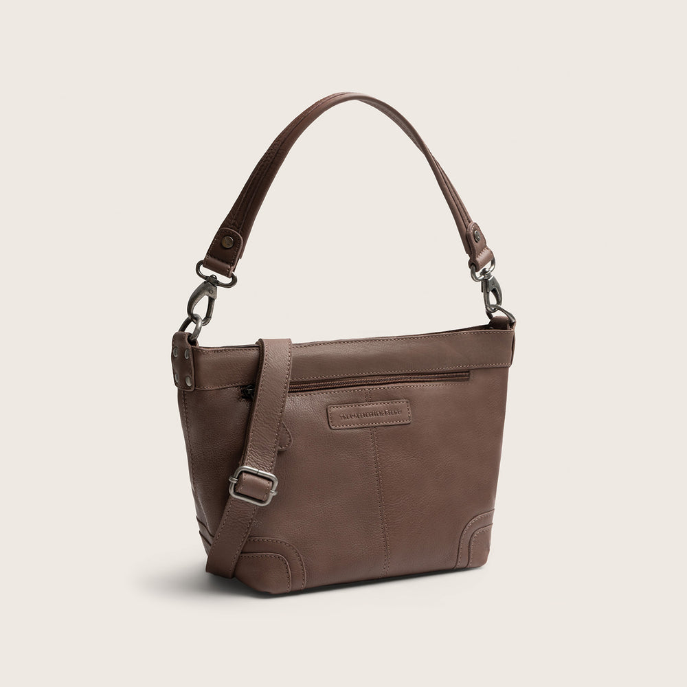 Leather Shoulder Bag Dark Taupe Zarita