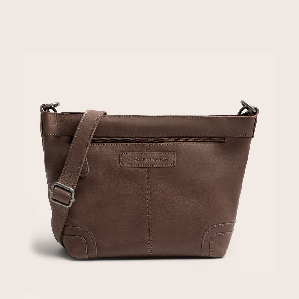 Leather Shoulder Bag Dark Taupe Zarita