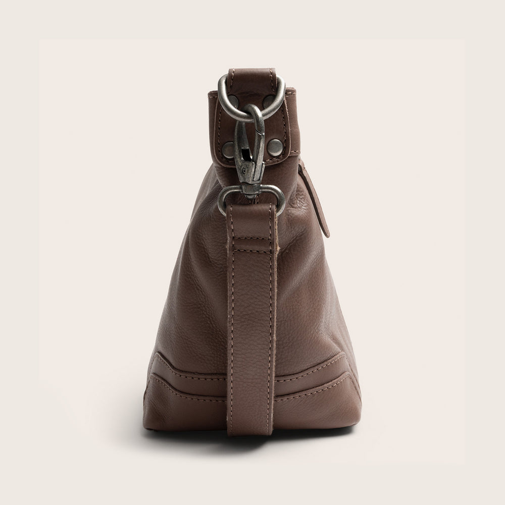 Leather Shoulder Bag Dark Taupe Zarita