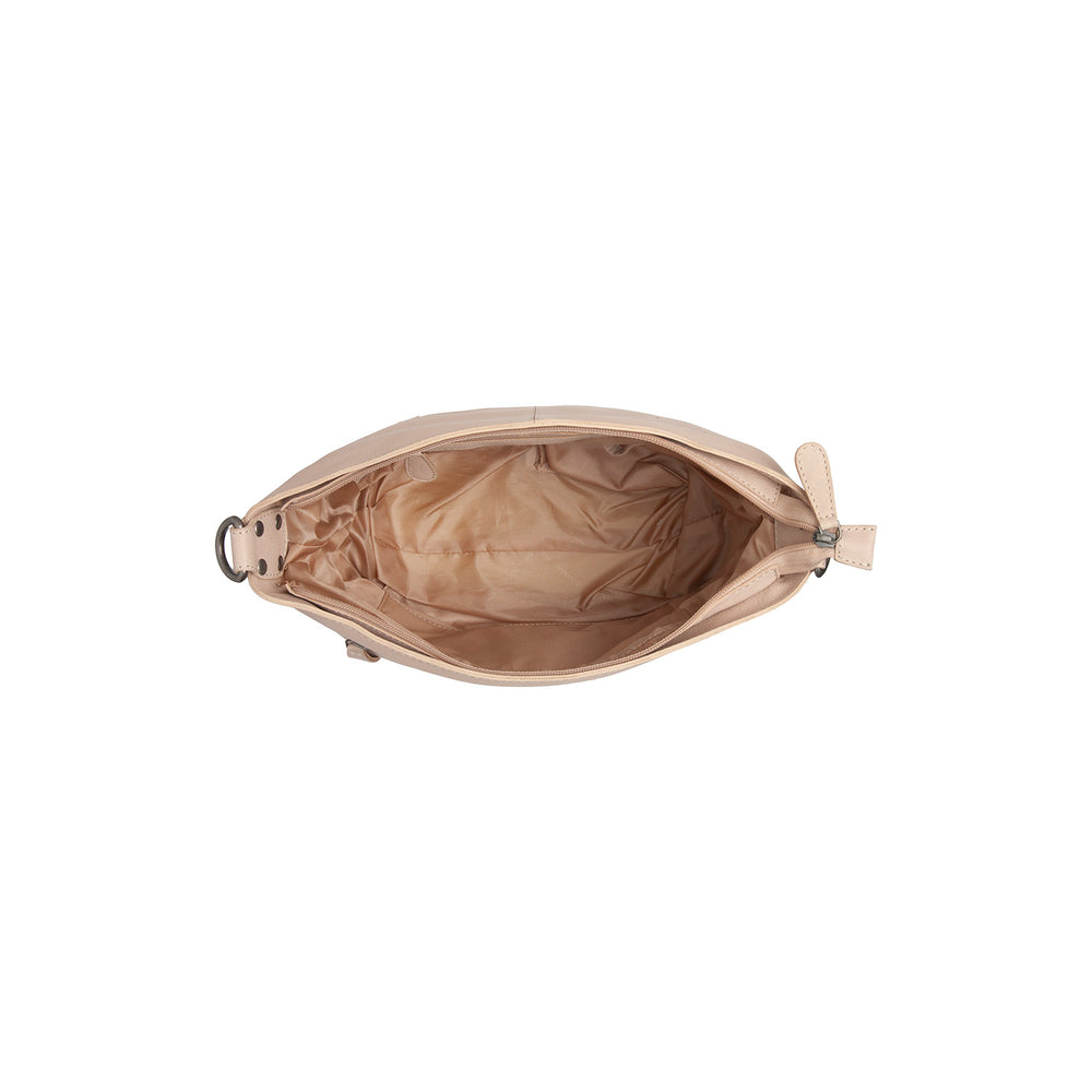 Leather Shoulder Bag Beige Zarita