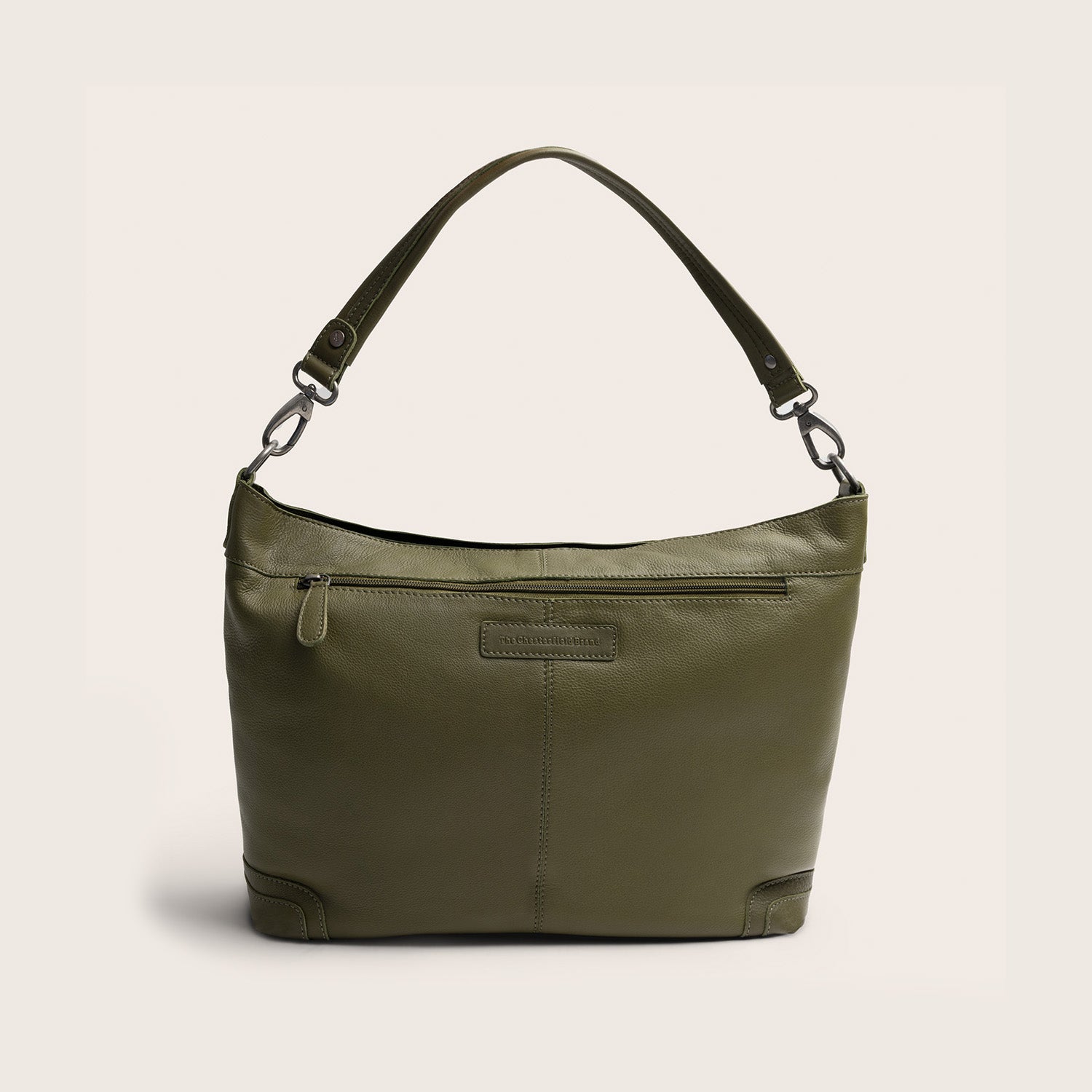 Sac Porté Épaule en Cuir Vert Olive Astero