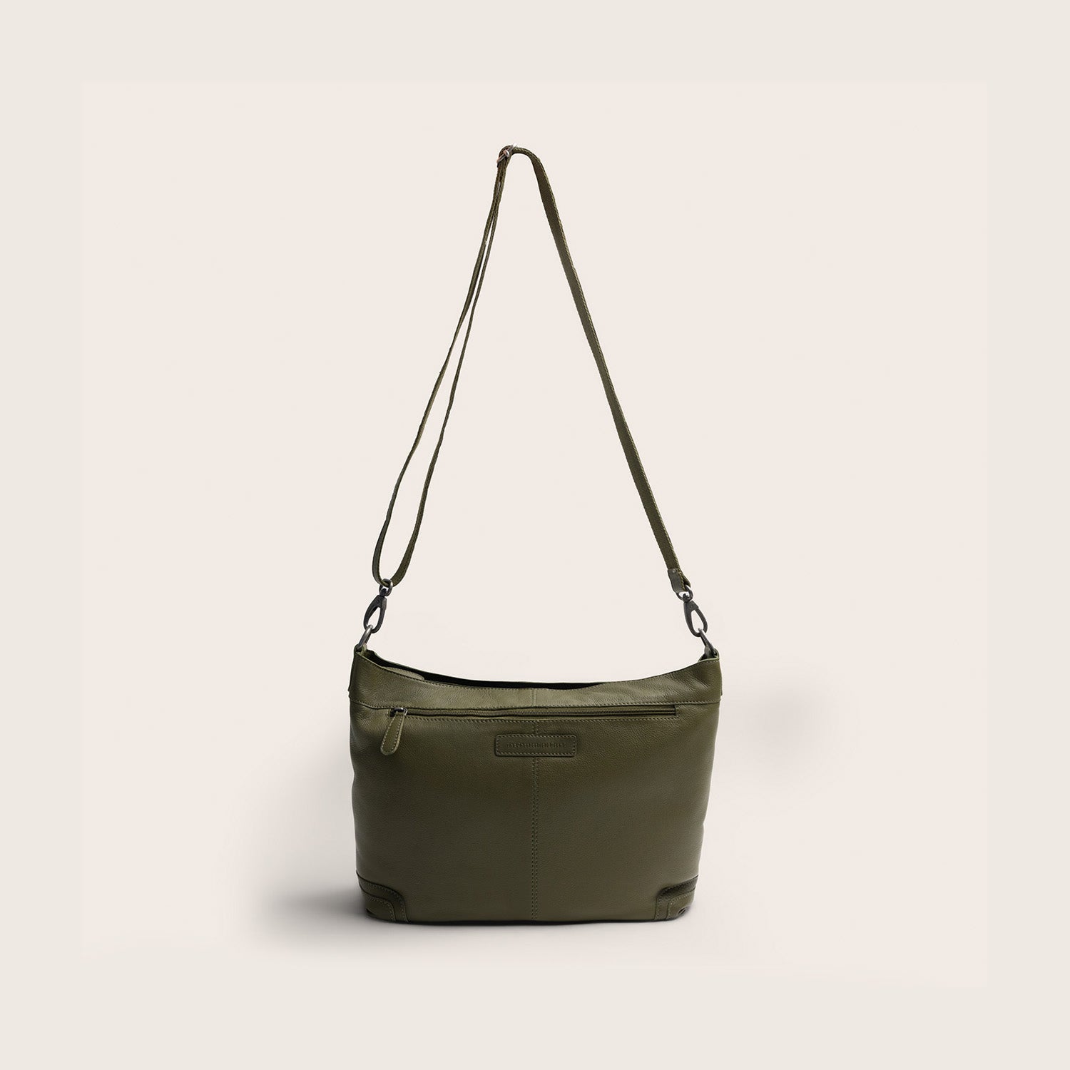 Sac Porté Épaule en Cuir Vert Olive Astero