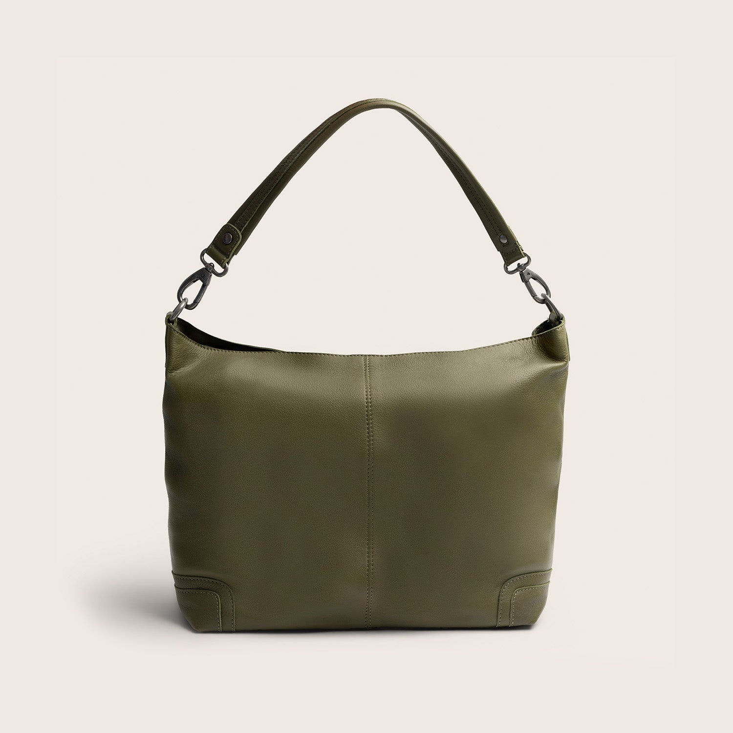 Sac Porté Épaule en Cuir Vert Olive Astero