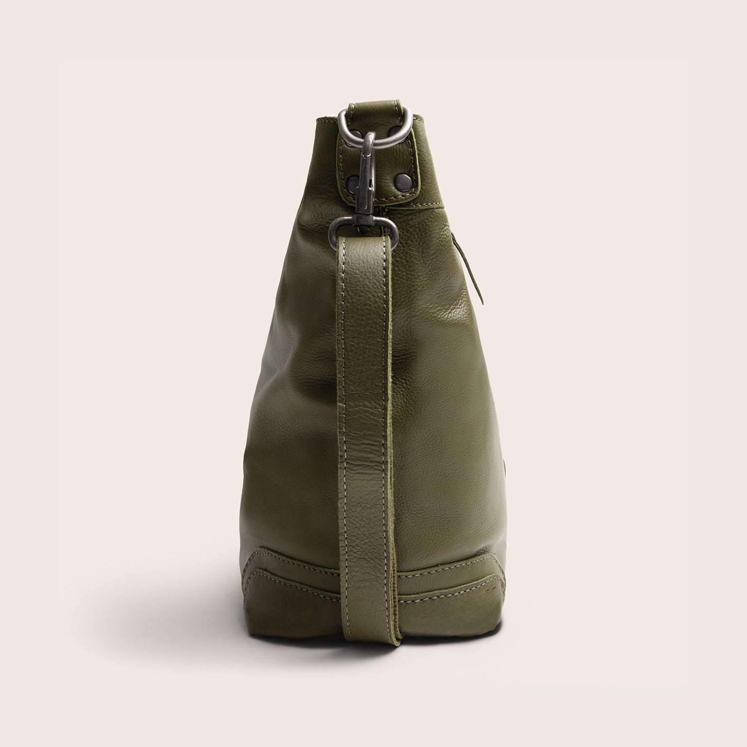 Sac Porté Épaule en Cuir Vert Olive Astero