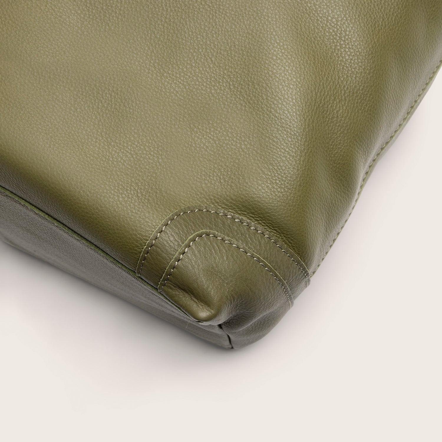 Sac Porté Épaule en Cuir Vert Olive Astero