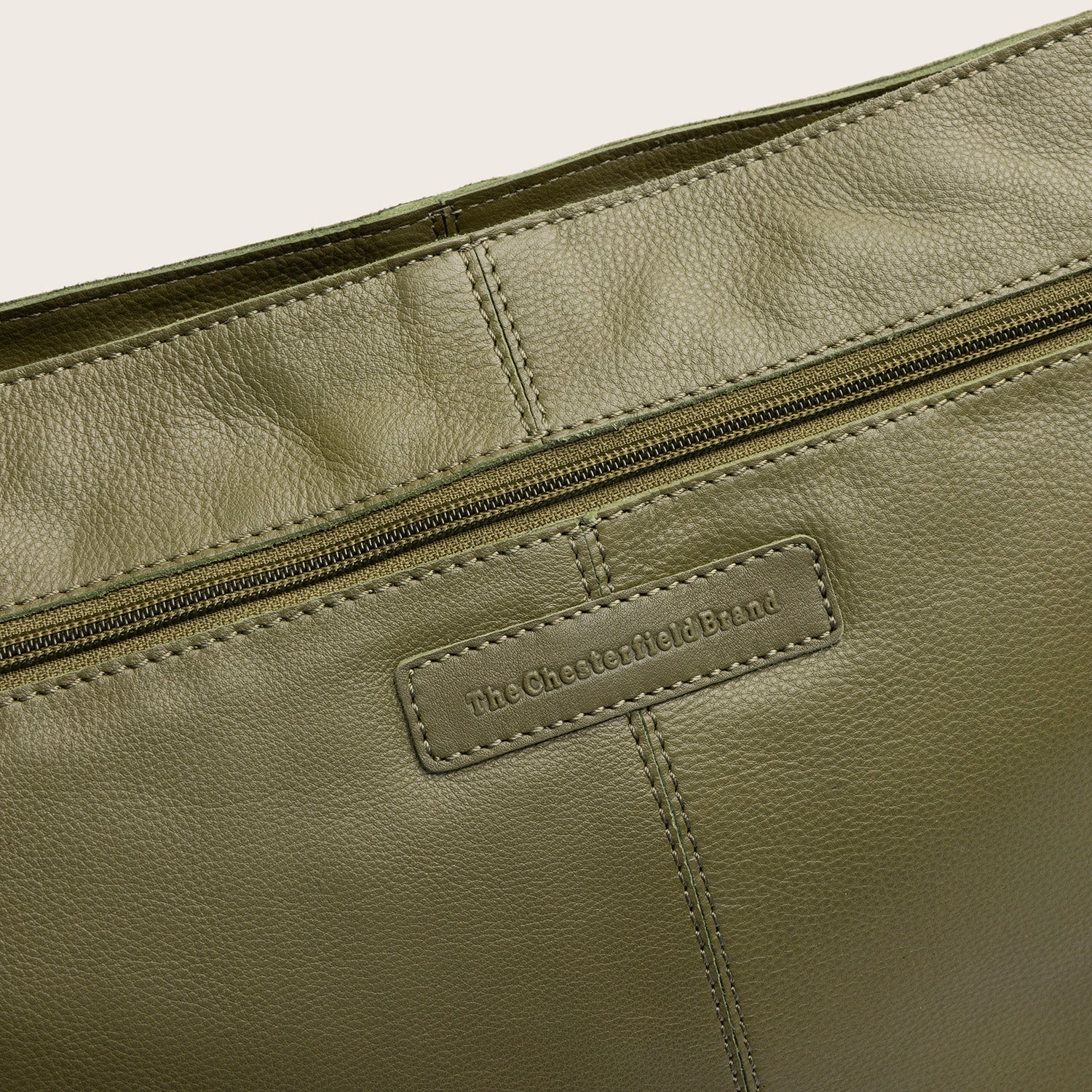 Sac Porté Épaule en Cuir Vert Olive Astero
