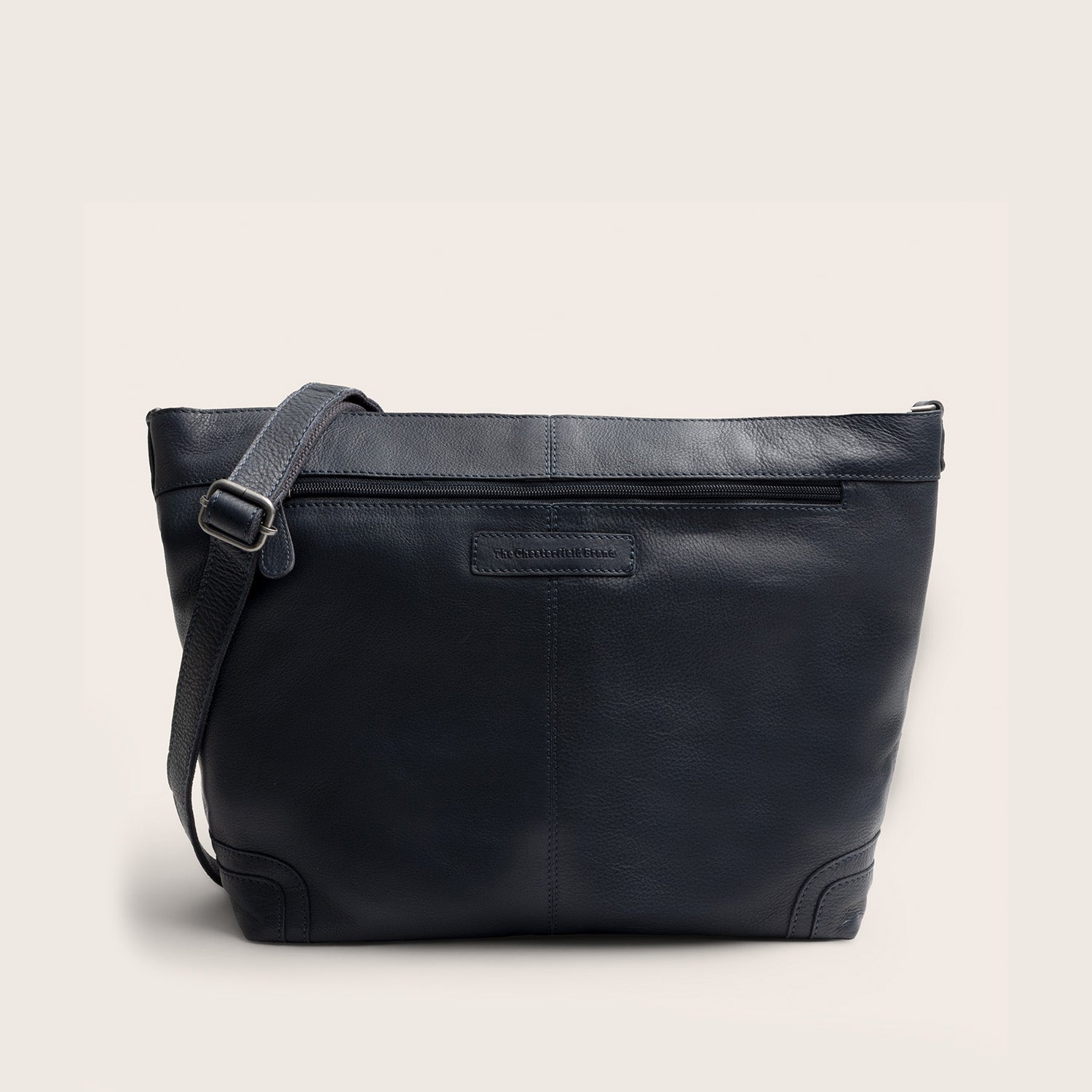 Sac Porté Épaule en Cuir Bleu Marine Astero