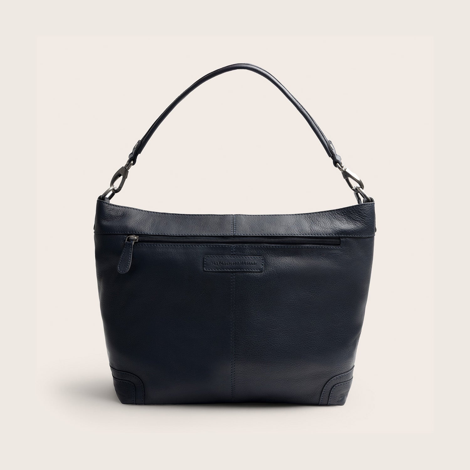 Sac Porté Épaule en Cuir Bleu Marine Astero