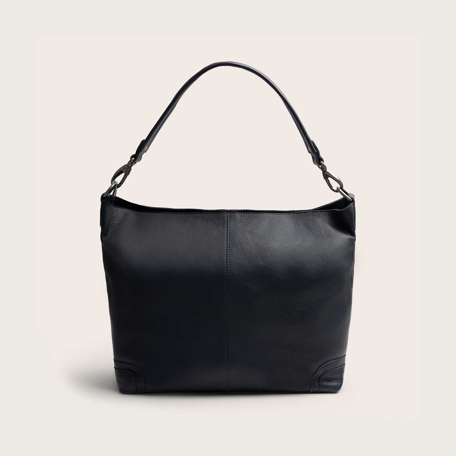 Sac Porté Épaule en Cuir Bleu Marine Astero