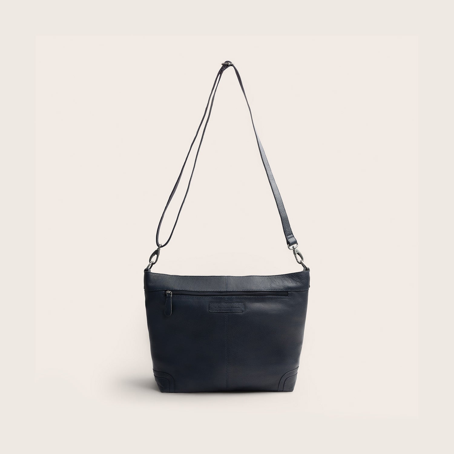 Sac Porté Épaule en Cuir Bleu Marine Astero
