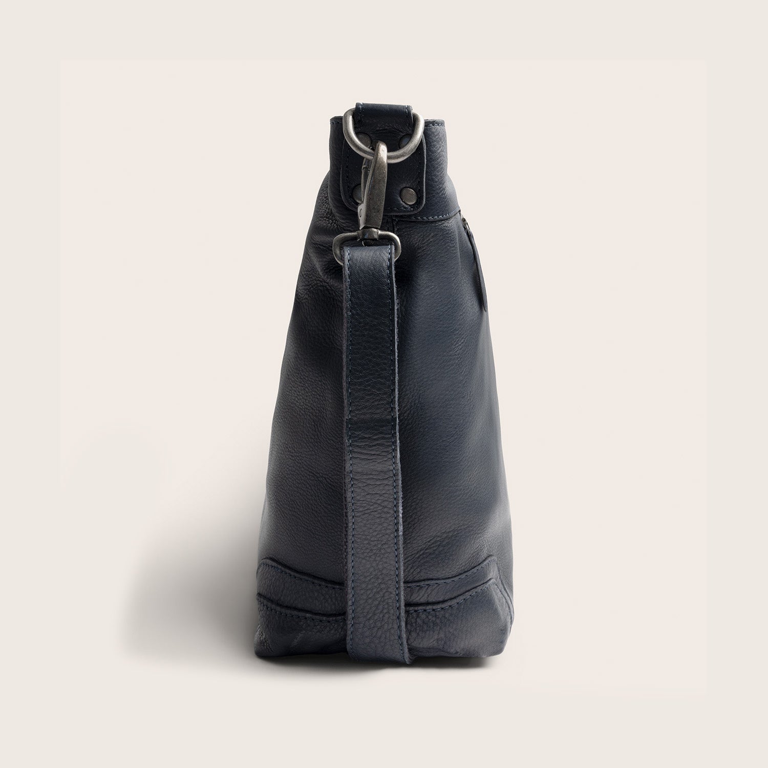 Sac Porté Épaule en Cuir Bleu Marine Astero
