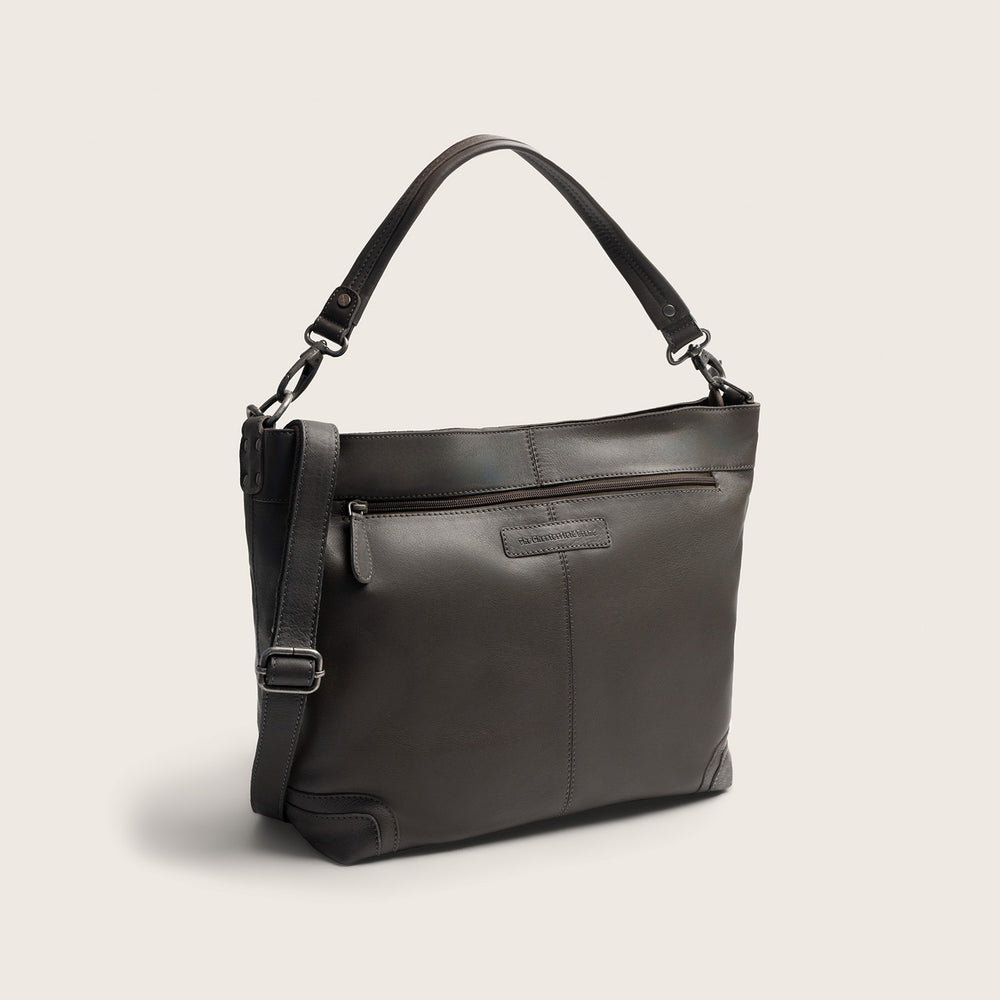 Leather Shoulder Bag Clay Grey Astero