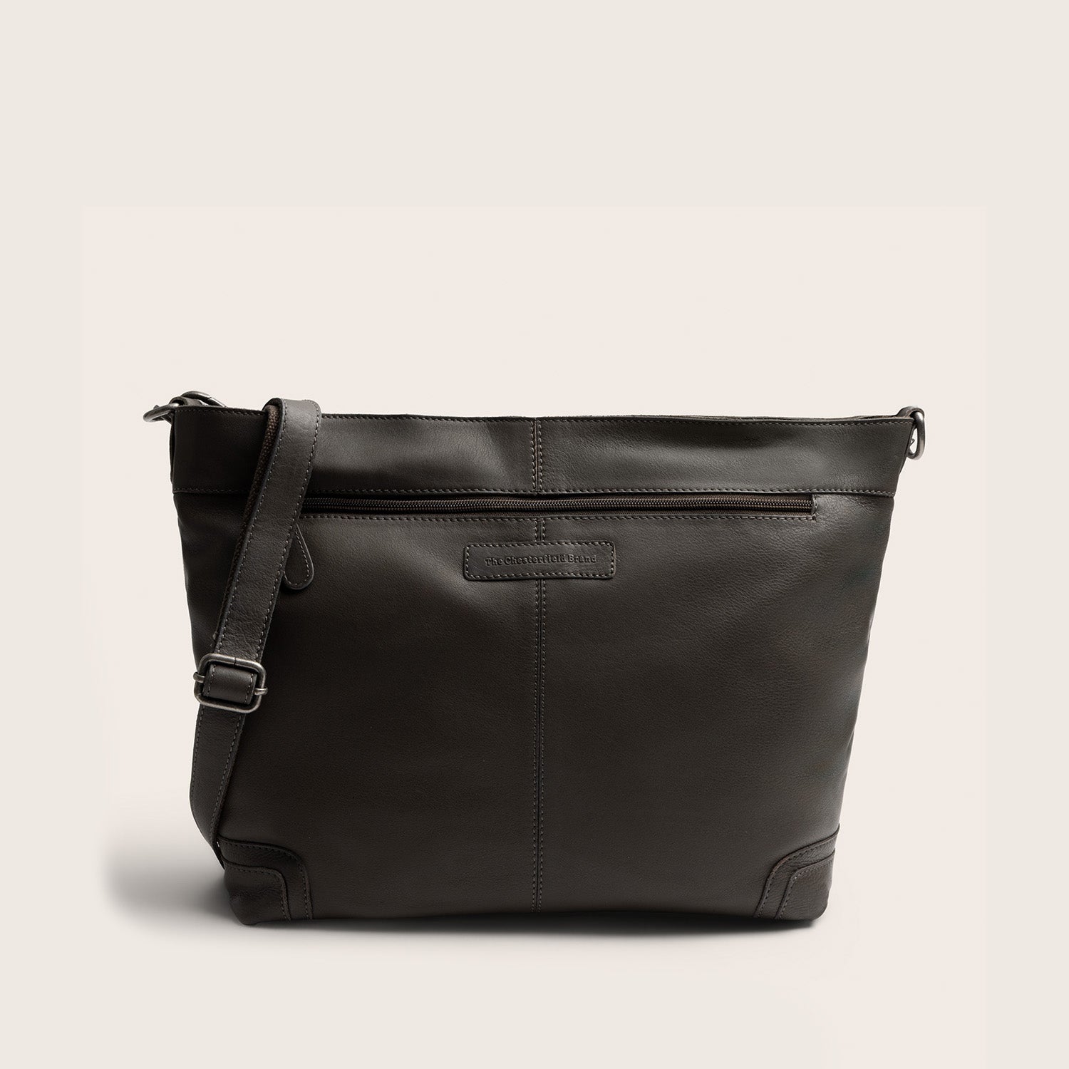 Leder Schultertasche Lehmgrau Astero