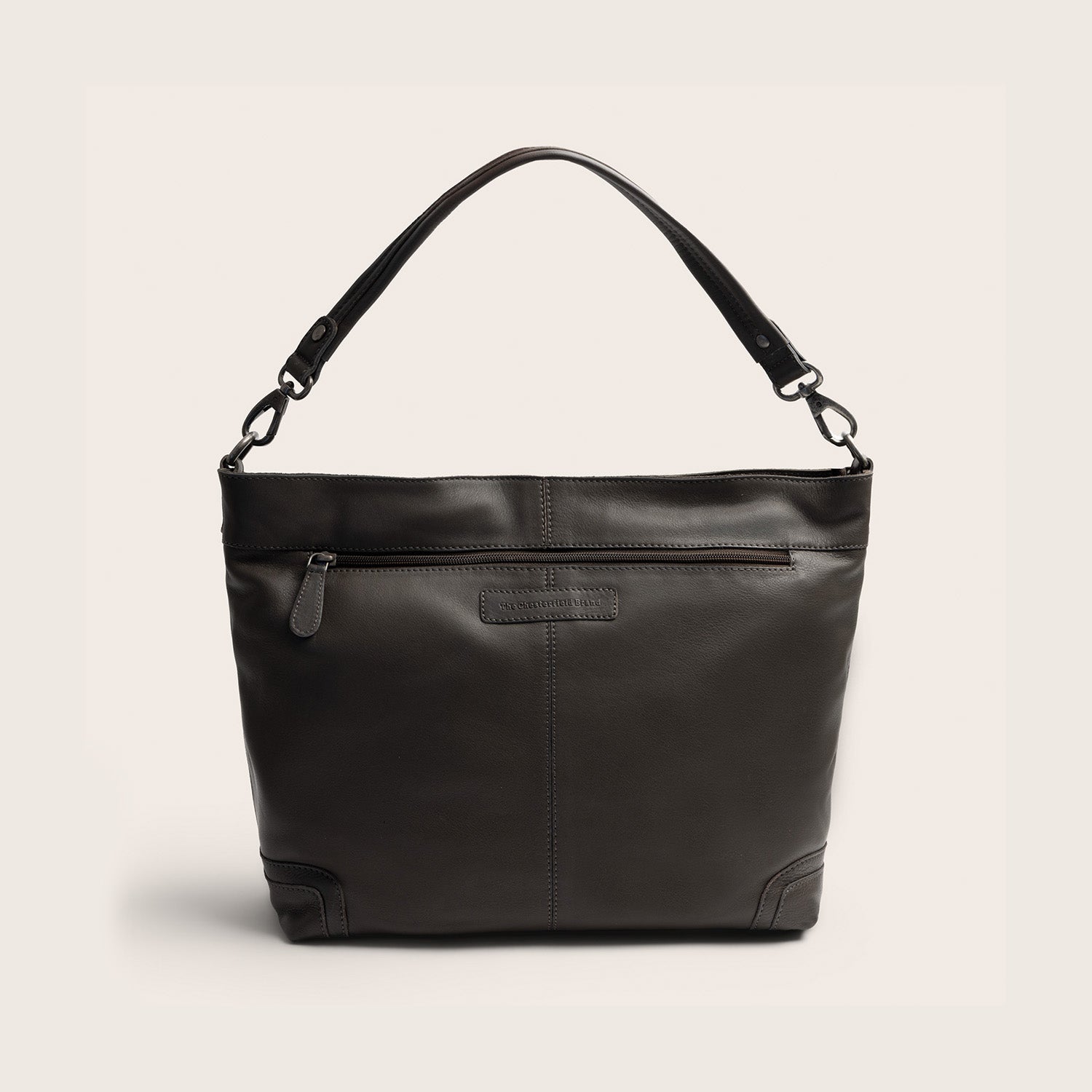 Leder Schultertasche Lehmgrau Astero
