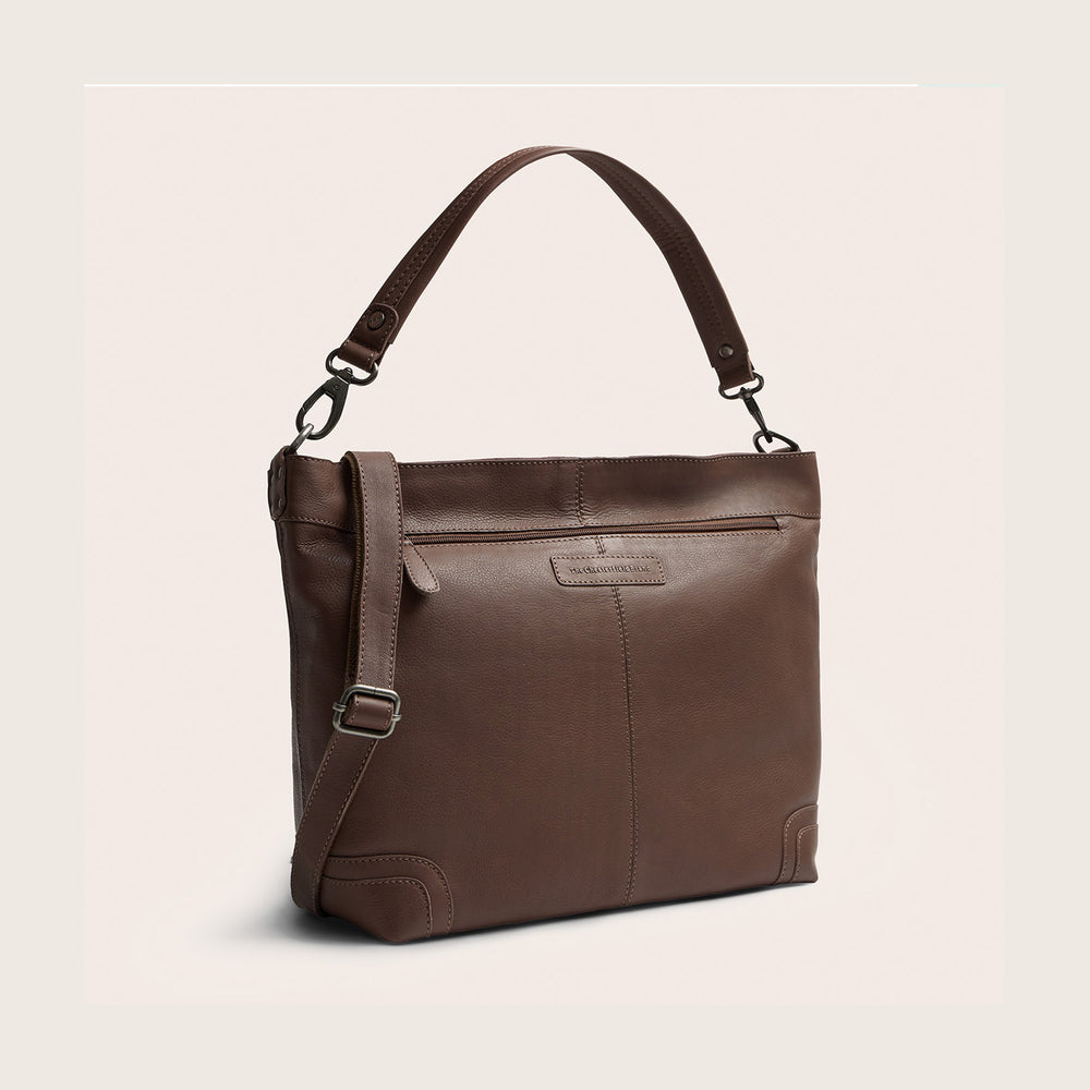 Leather Shoulder Bag Dark Taupe Astero