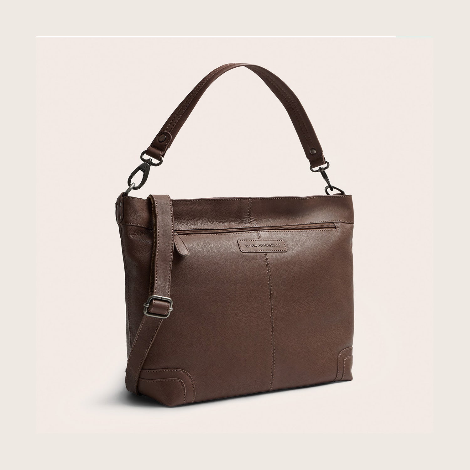 Leder Schultertasche Dunkles Taupe Astero