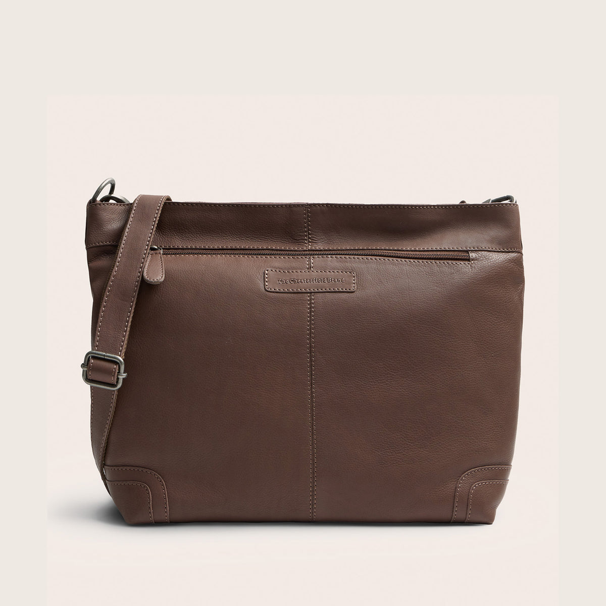 Leder Schultertasche Dunkles Taupe Astero