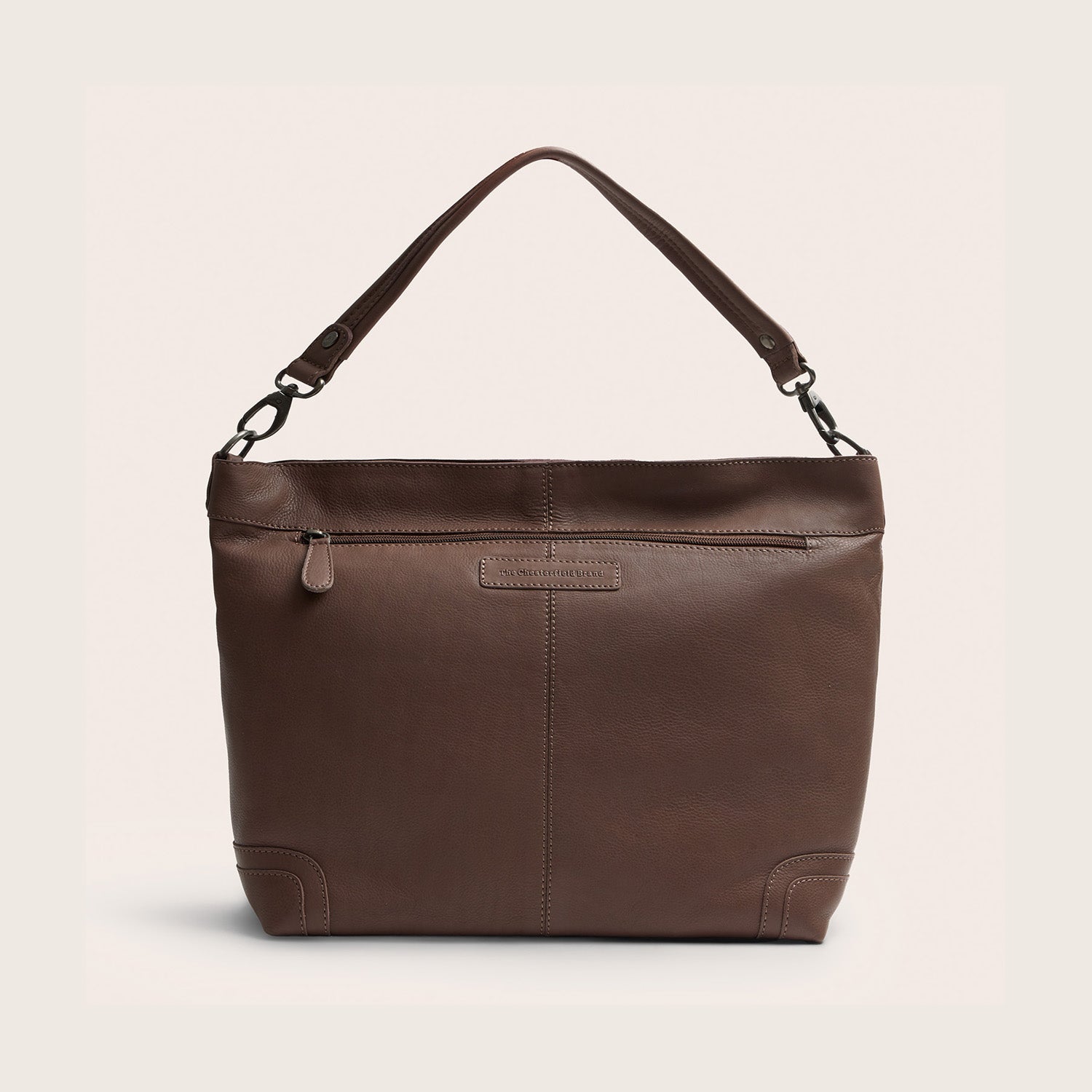 Leder Schultertasche Dunkles Taupe Astero