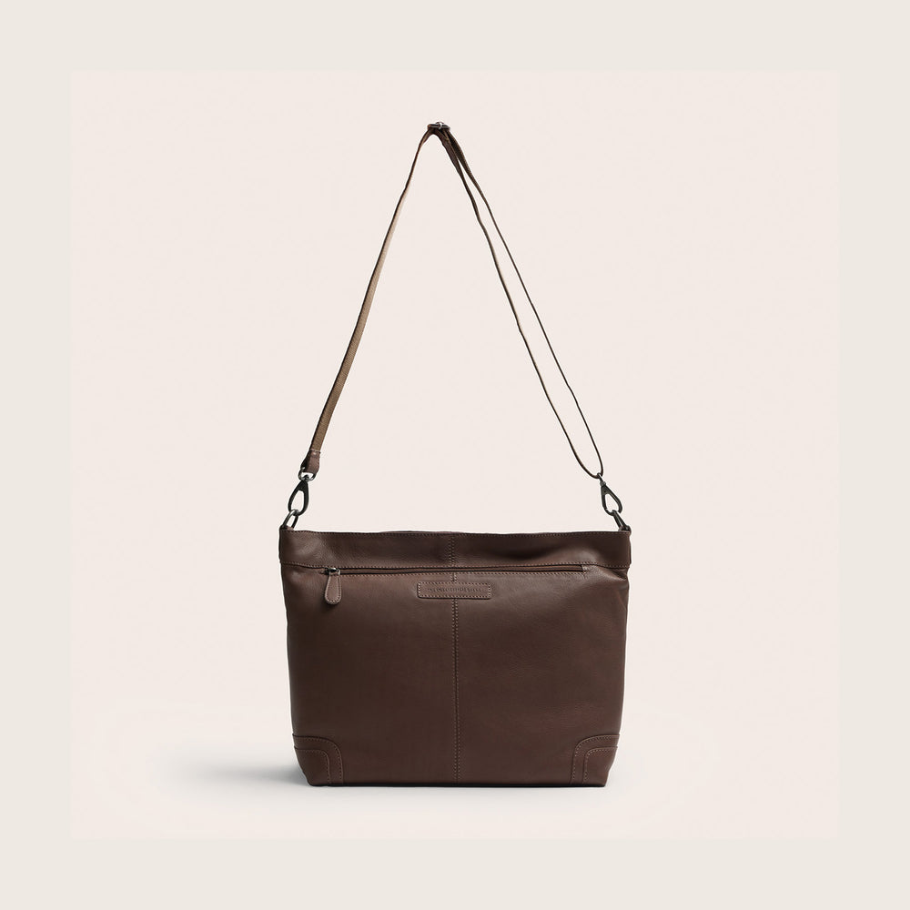 Leather Shoulder Bag Dark Taupe Astero